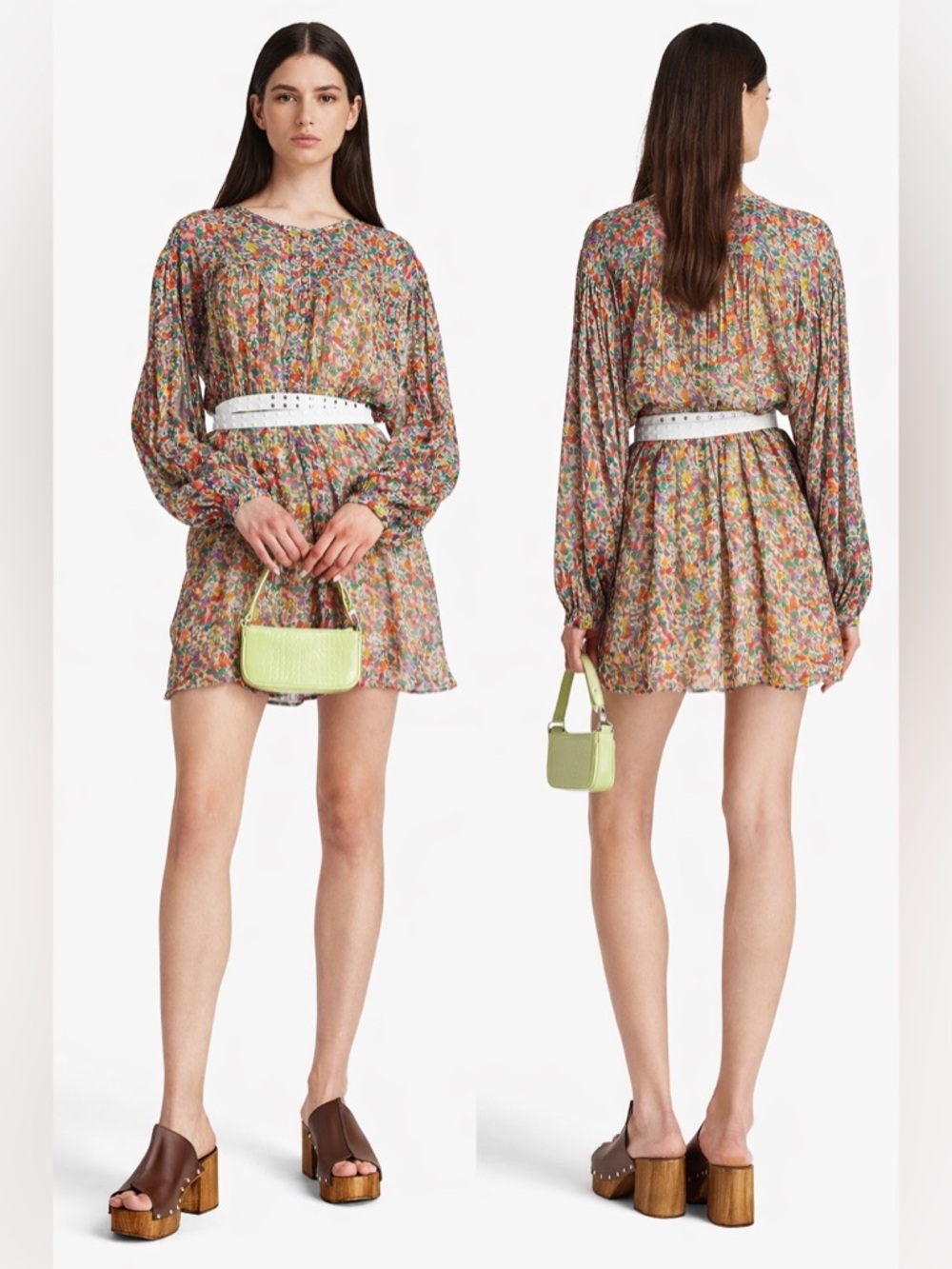 Isabel Marant Orion Silk Mini Dress Floral Boho French Girl Size 38 Semi Sheer
